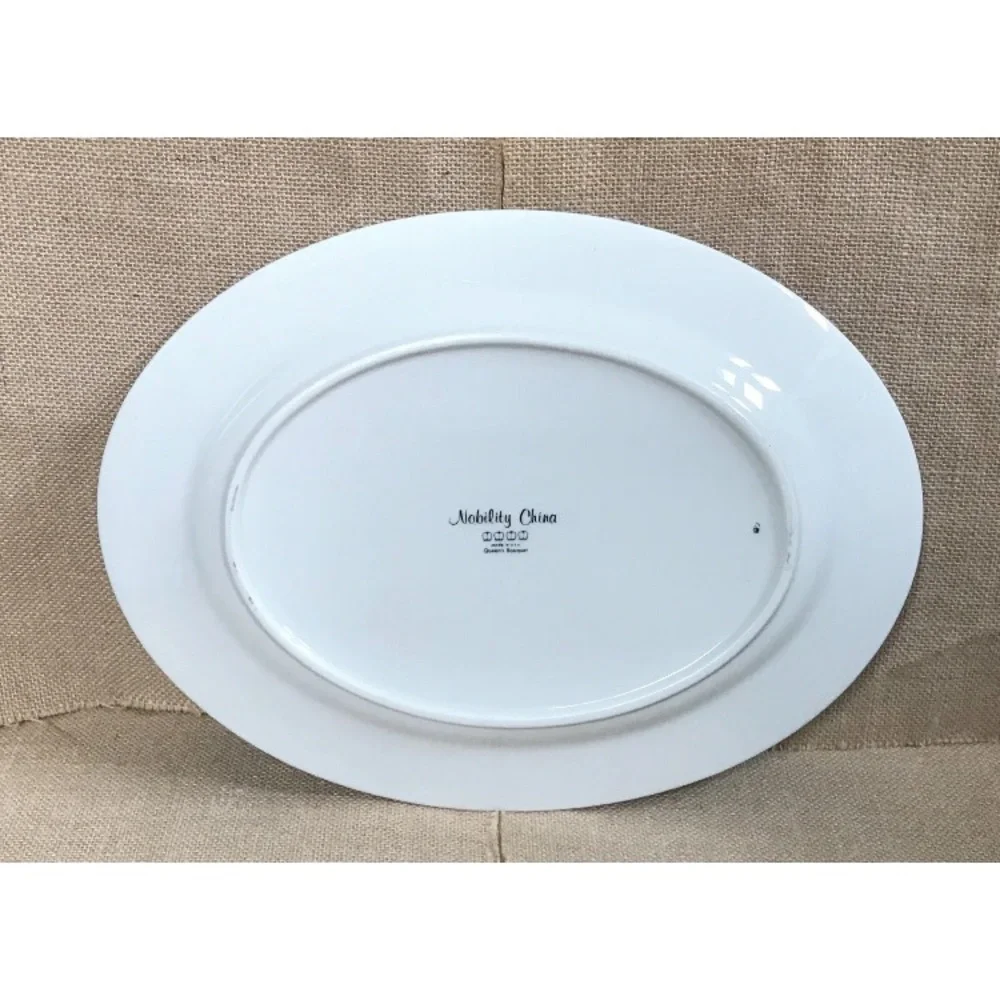 Vintage Nobility China Queens Bouquet Oval Serving Platter Cottage Fairy Core